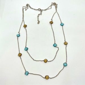 Two tiered sterling silver and crystal beads necklace